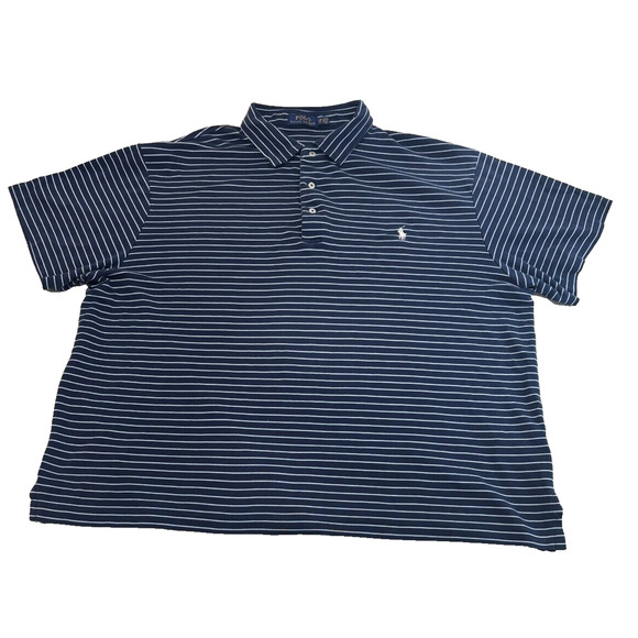 Polo Ralph Lauren Polo Shirt Men's 2XB 2XL Blue Knit Slim Fit Short Sleeve - Picture 1 of 7